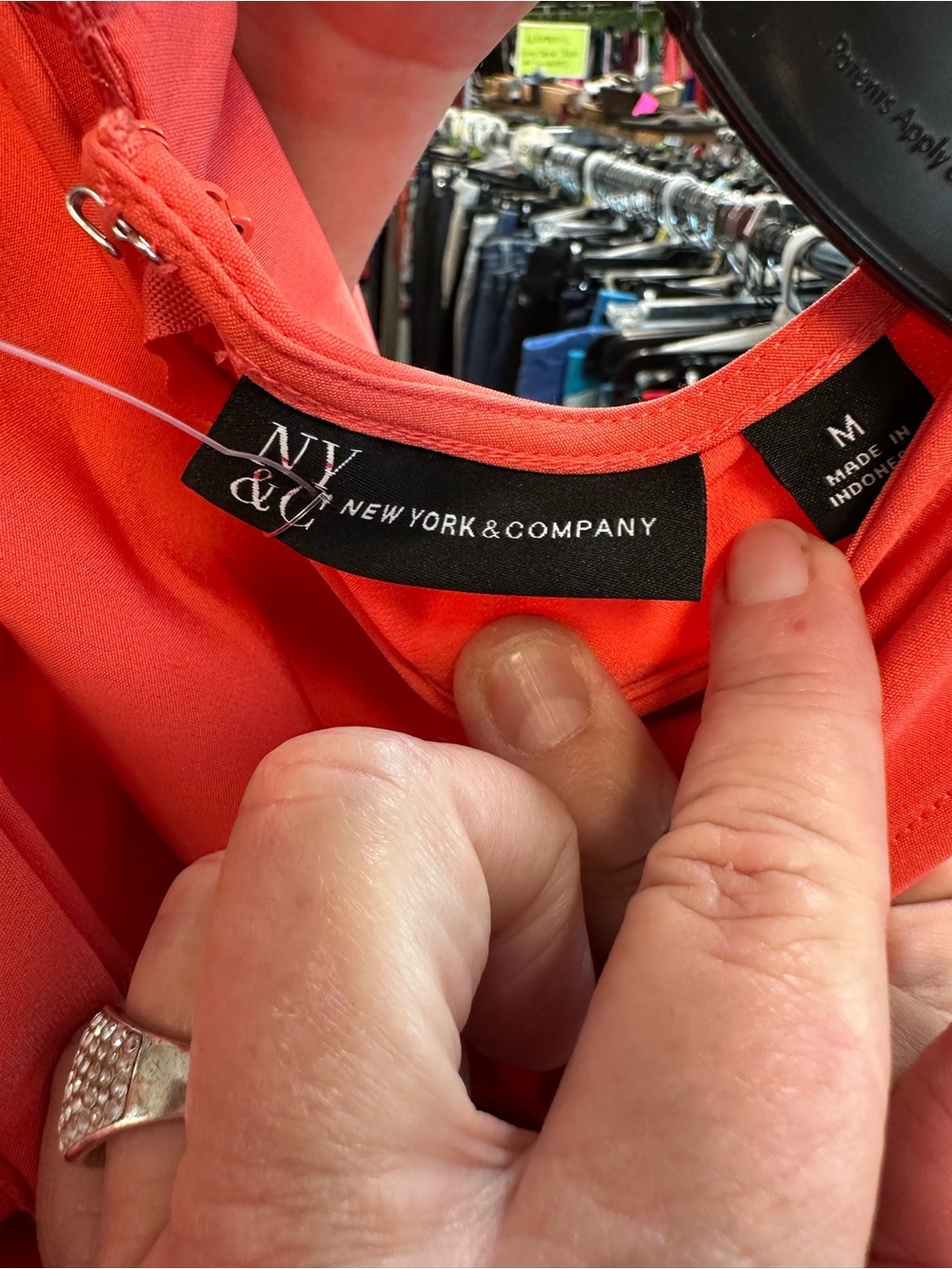 New York & Company Coral-Orange Sleeveless Jumpsuit - Picture 4 of 6